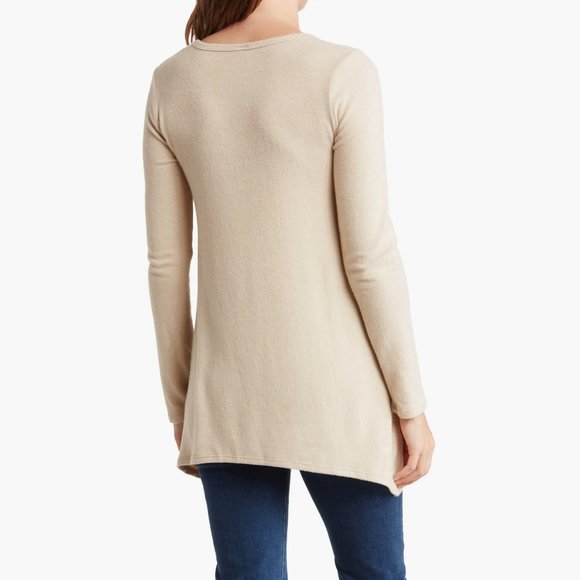 Go Couture Assymetrical Leopard Heart Swing Sweater Size Large - Picture 2 of 8